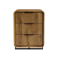Modern Wood Nightstand with Three Drawers and Textured Design