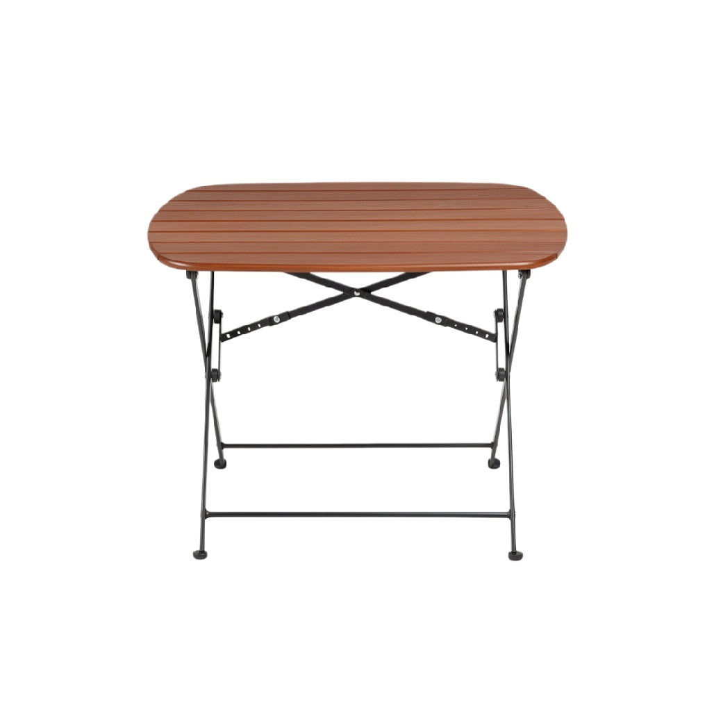 Portable Folding Table with Wooden Top and Metal Frame