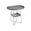 Modern Round Gray Tray Table with Storage Shelf