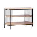 Modern Minimalist Console Table with Wood Shelves and Metal Frame