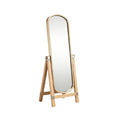 Modern Full-Length Standing Mirror with Wooden Frame and Gold Accents